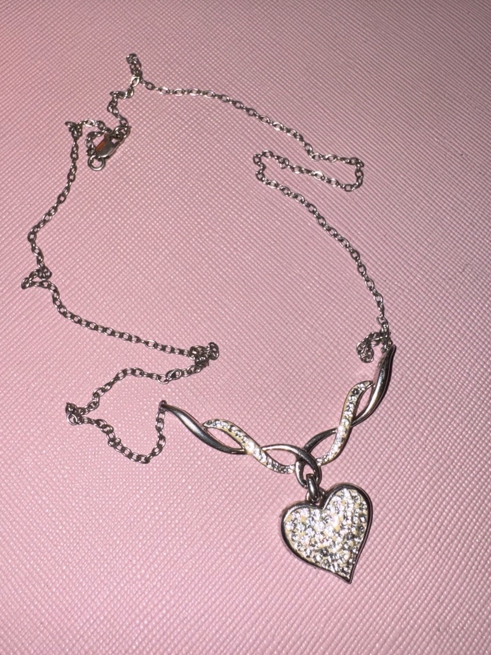 Swarovski Silver-Tone Heart Pendant Necklace with Clear Crystals